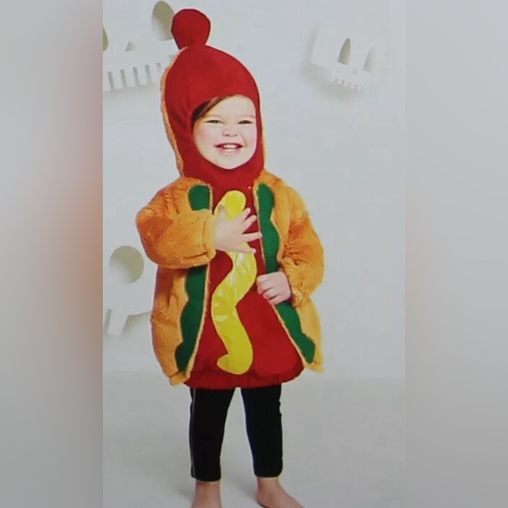 Hot Dog Infant Baby Costume 12-18 months 3d accents, comfy cozy onesie one piece